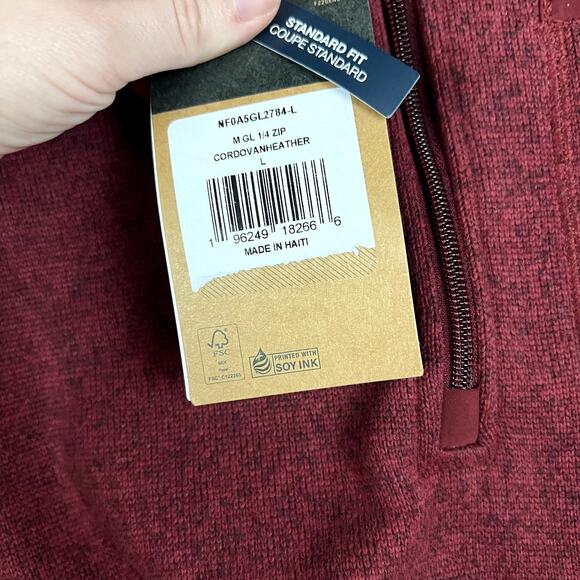 The North Face Glacier Fleece Quarter Zip Men's L Cordovan Heather NWT - Picture 10 of 10